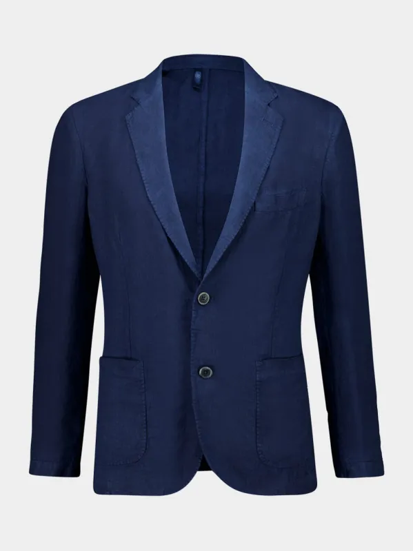 Navy Blue Linen Blazer made by Fashion Clinic
