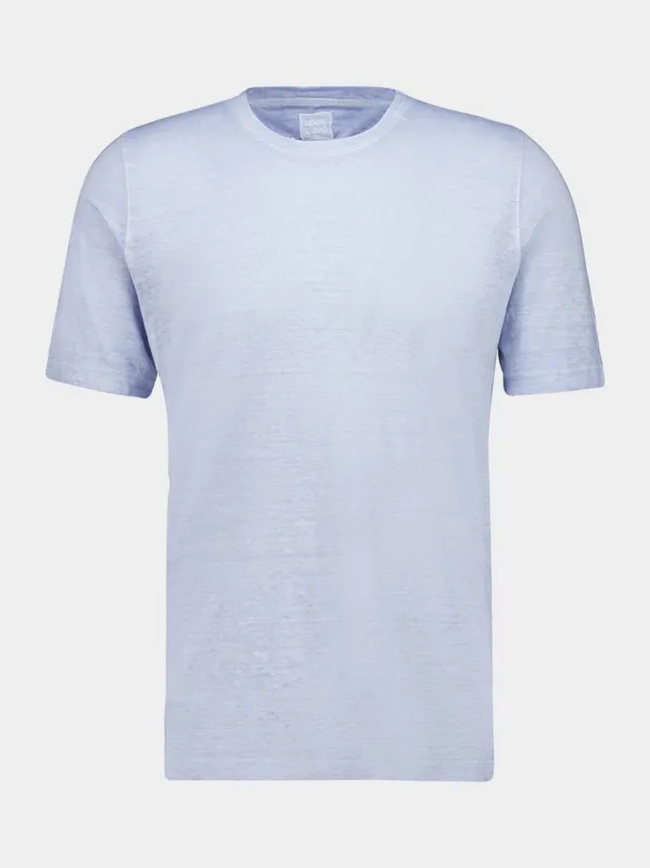 Placid Blue Linen T-Shirt made by Fashion Clinic