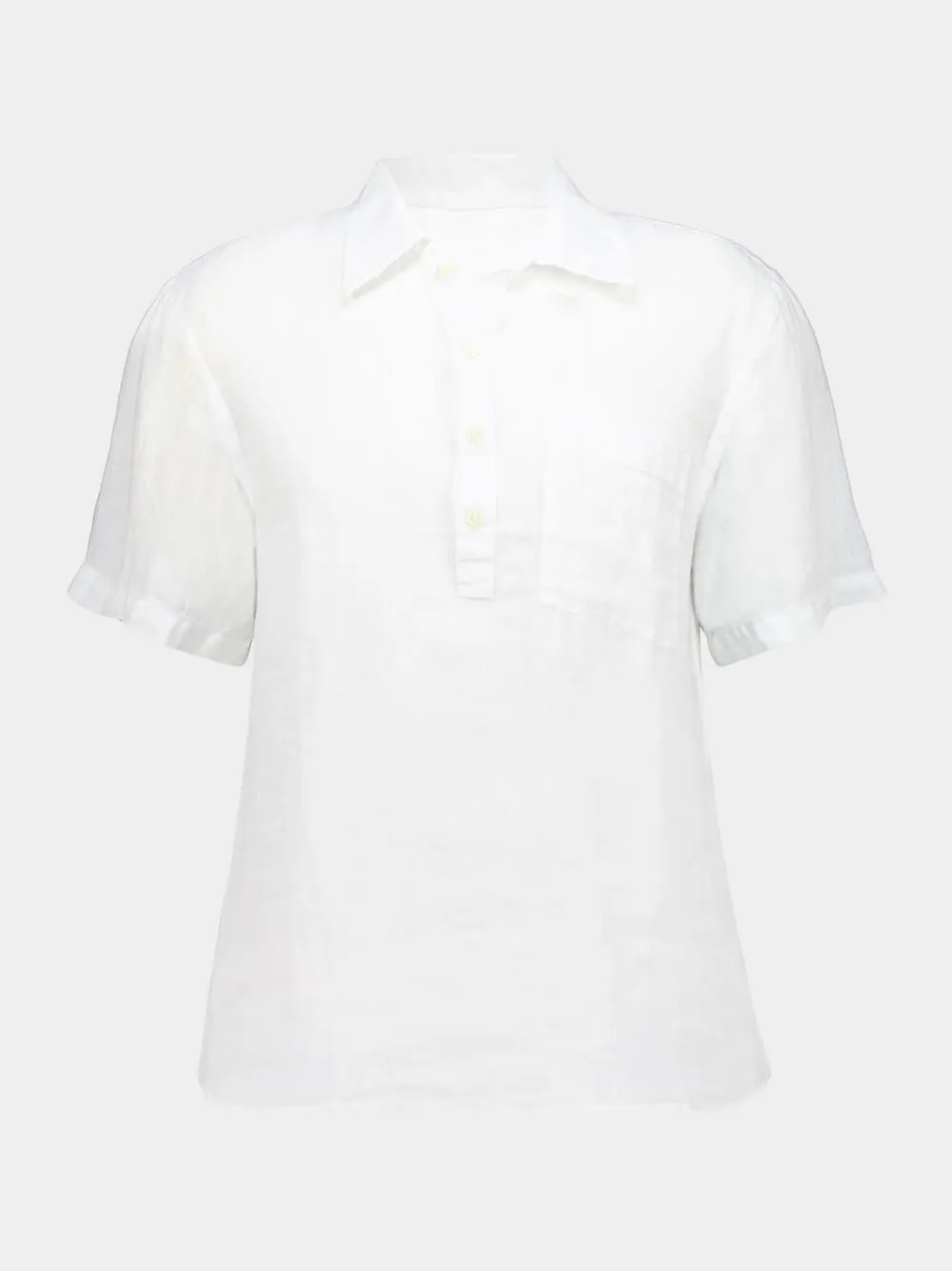 White Linen Short-Sleeve Regular Shirt sold by Fashion Clinic