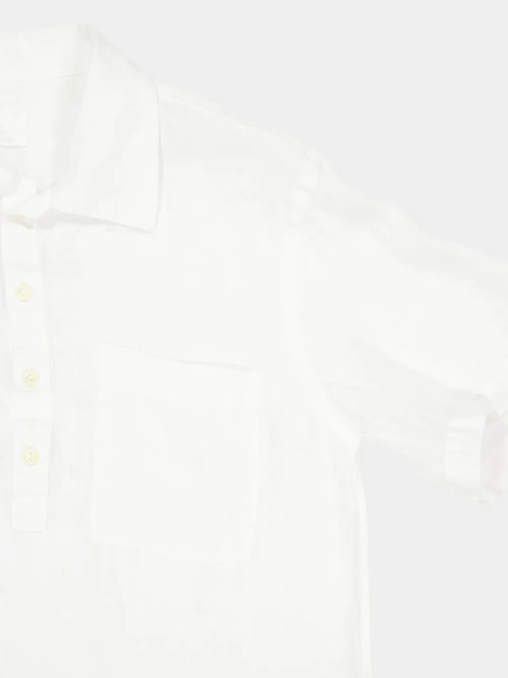White Linen Short-Sleeve Regular Shirt sold by Fashion Clinic product image thumbnail 3
