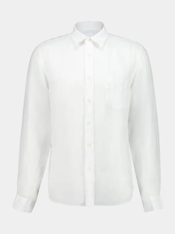 White Linen Regular-Fit Shirt made by Fashion Clinic