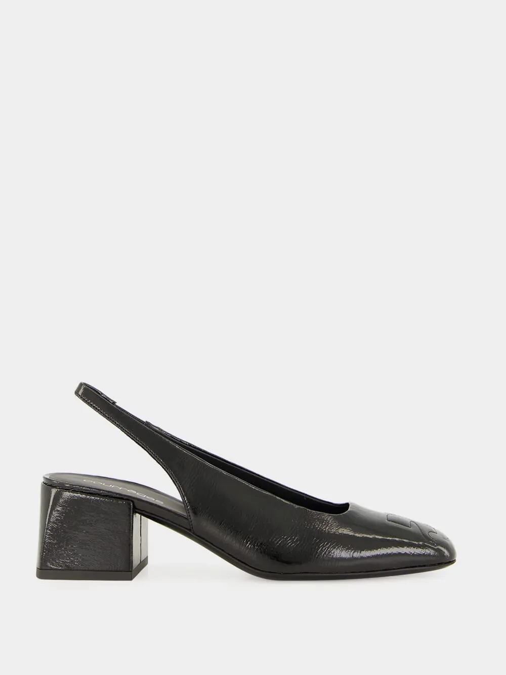 Black Vinyl Slingback Heels sold by Fashion Clinic