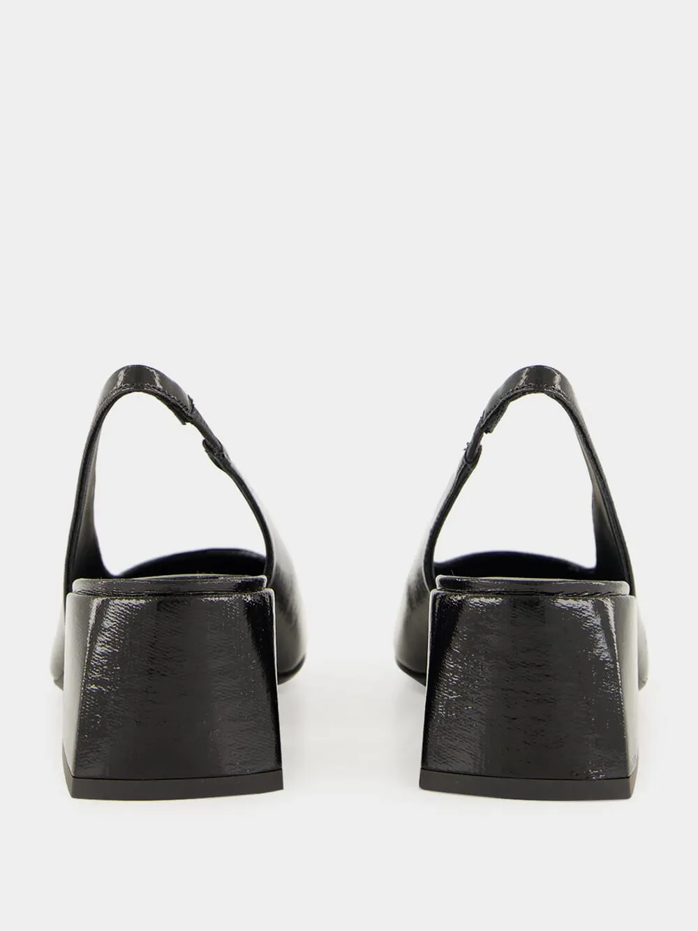 Black Vinyl Slingback Heels sold by Fashion Clinic product image thumbnail 5
