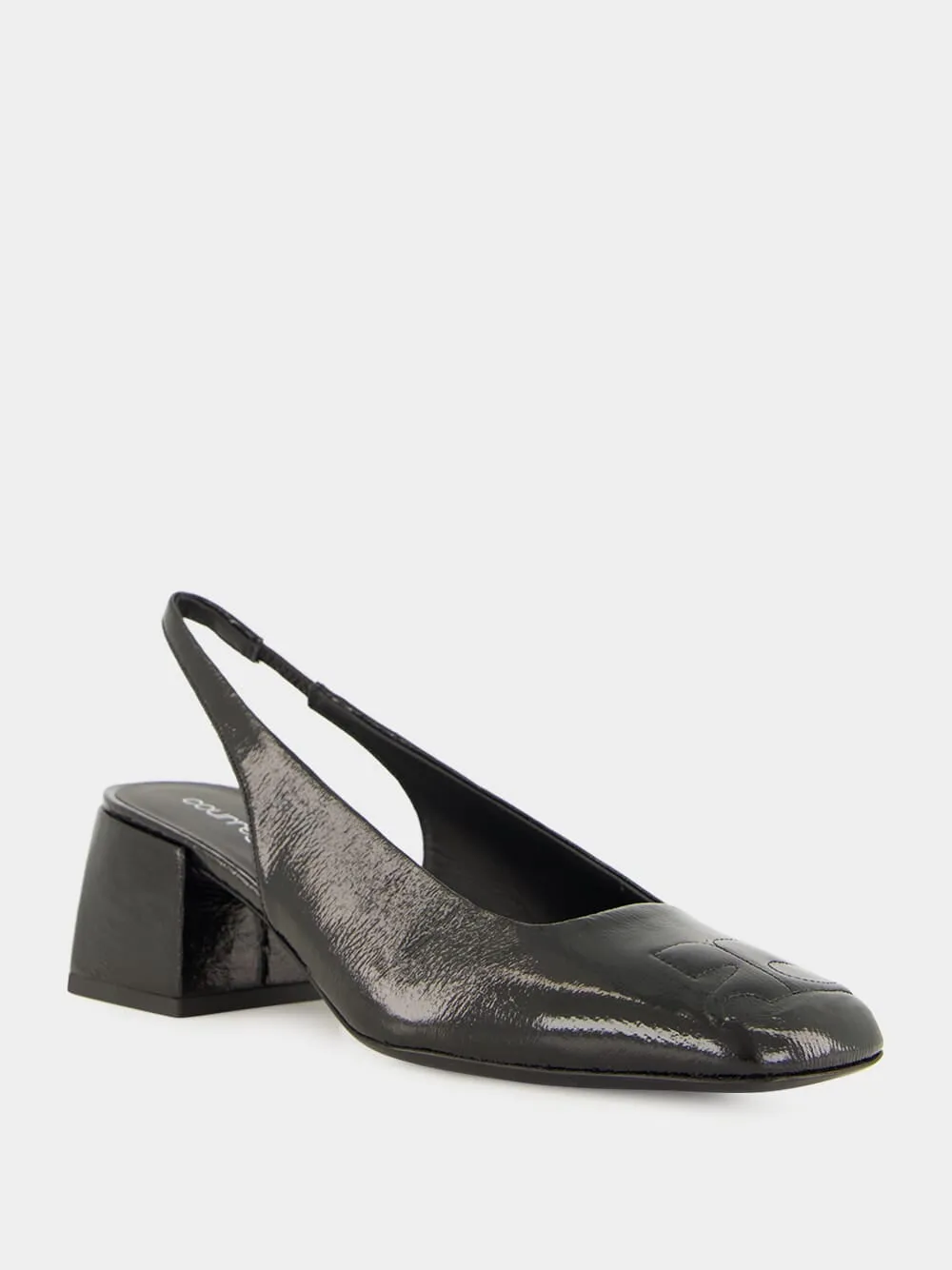 Black Vinyl Slingback Heels sold by Fashion Clinic product image thumbnail 2
