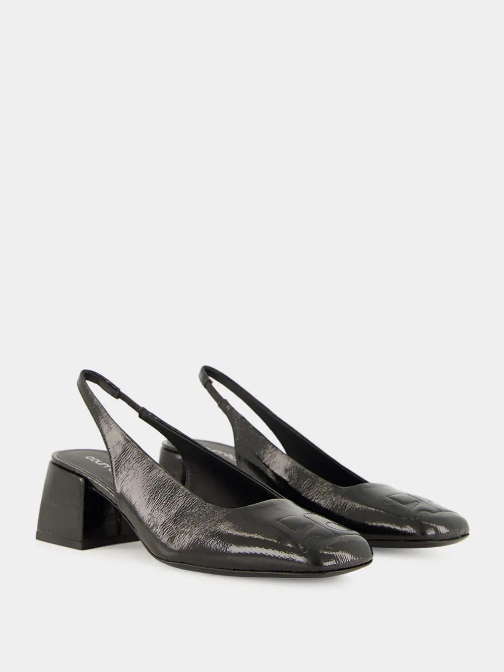 Black Vinyl Slingback Heels sold by Fashion Clinic product image thumbnail 3