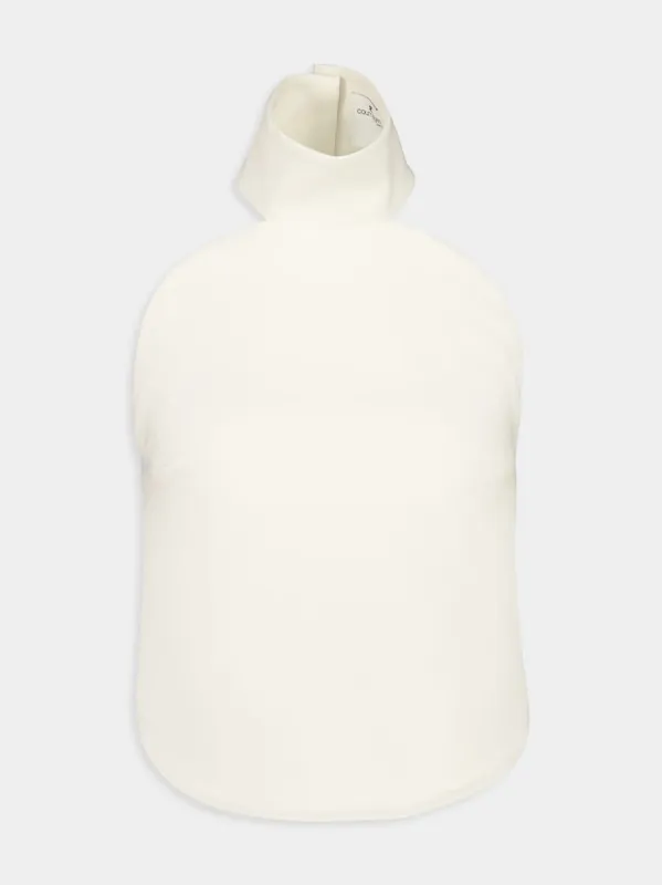 Natural Beige Ellipse Mockneck Sleeveless Top made by Courreges