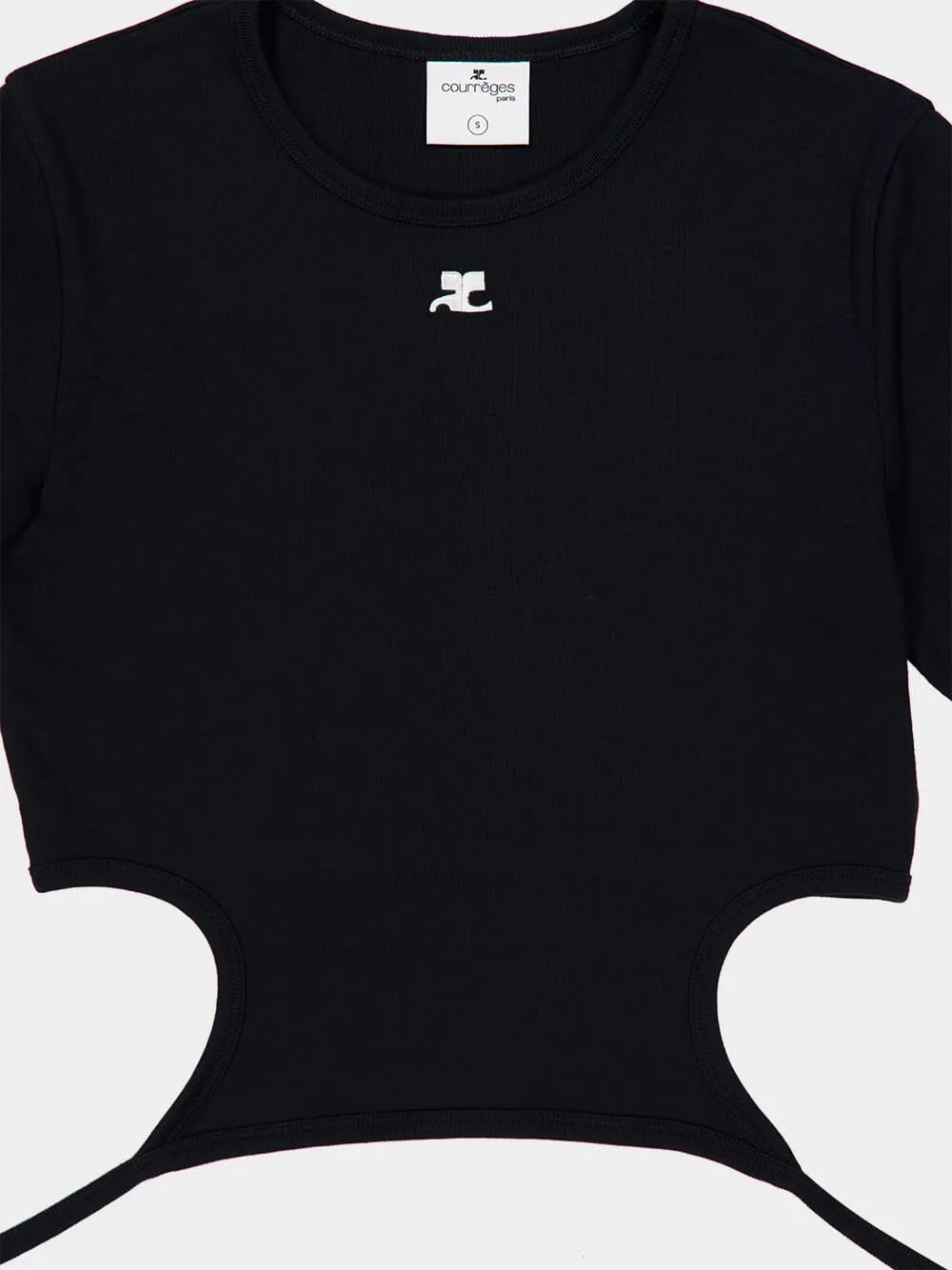 Black Cut-Out Ribbon Cropped T-Shirt sold by Fashion Clinic product image thumbnail 5