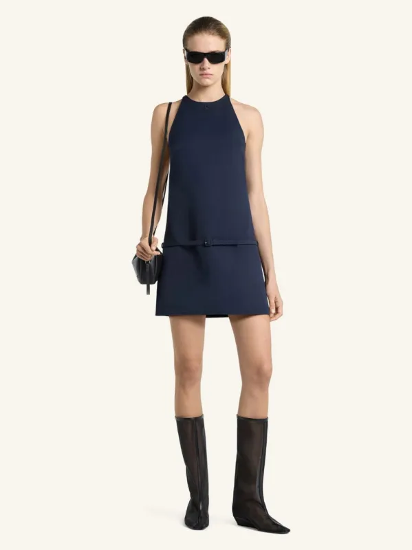 Navy A-Line Belted Mini Dress made by Courreges
