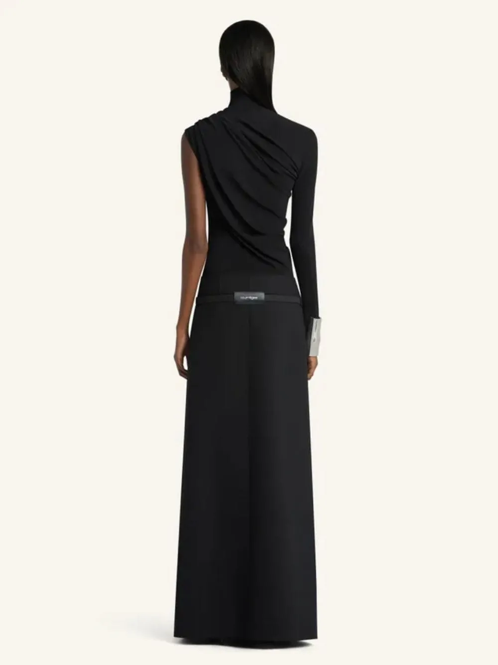 Black Long Wool Skirt with Belt sold by Fashion Clinic product image thumbnail 3