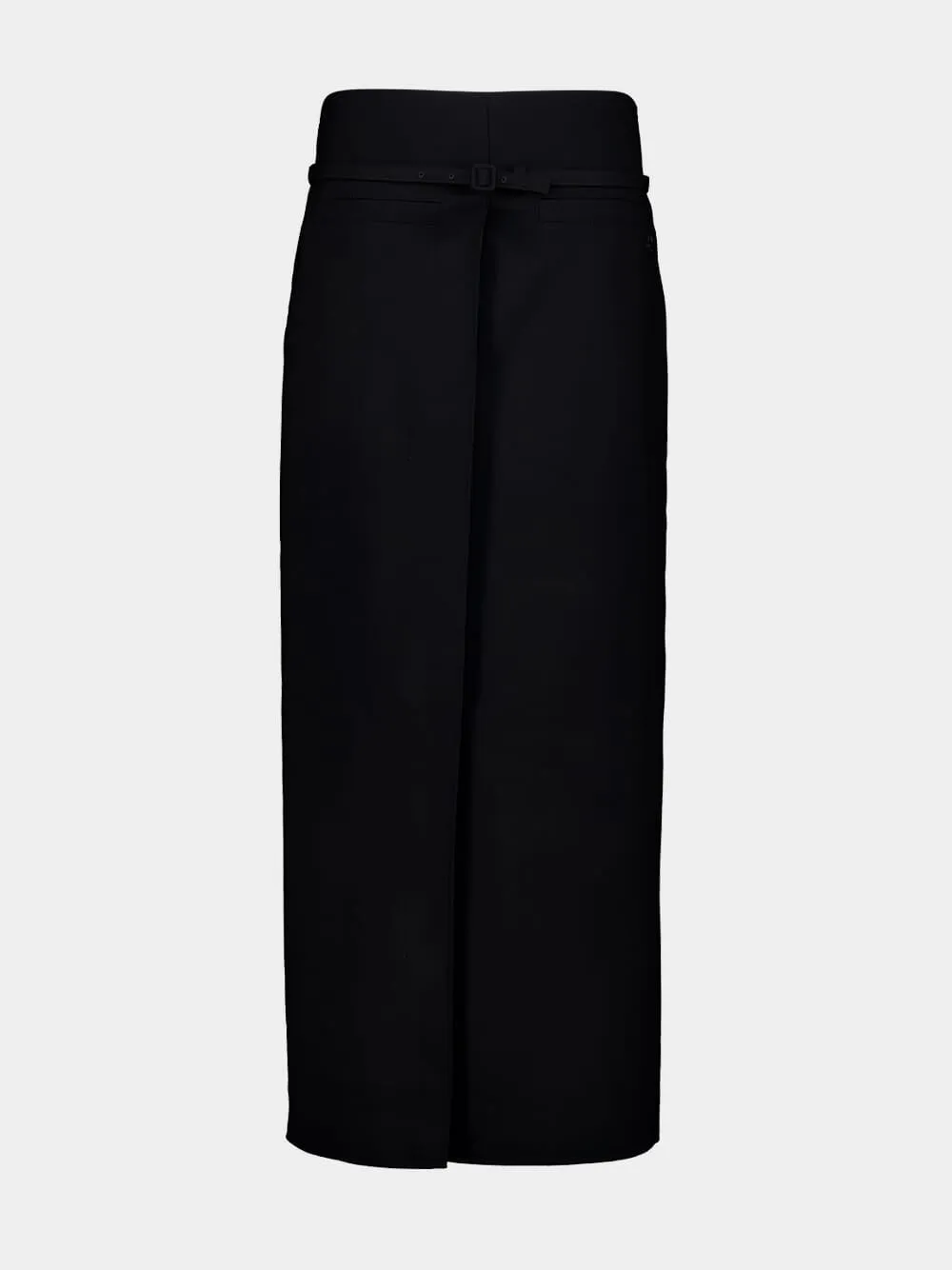 Black Long Wool Skirt with Belt sold by Fashion Clinic product image thumbnail 2