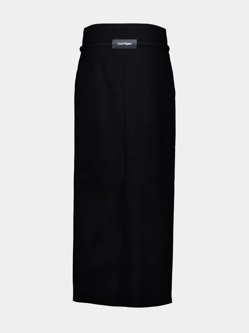 Black Long Wool Skirt with Belt sold by Fashion Clinic product image thumbnail 4