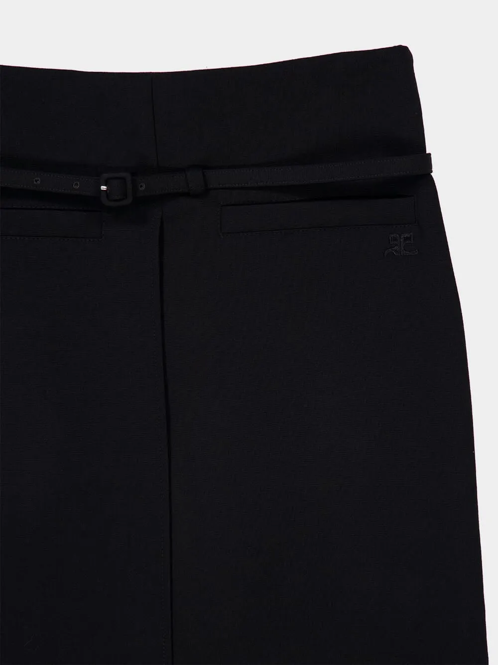 Black Long Wool Skirt with Belt sold by Fashion Clinic product image thumbnail 5