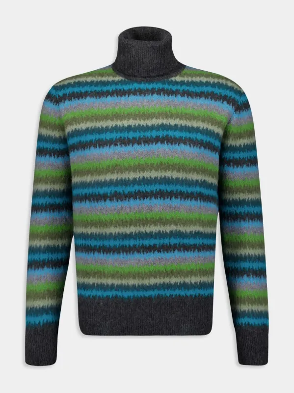 Striped Cashmere Turtleneck Sweater made by Fashion Clinic
