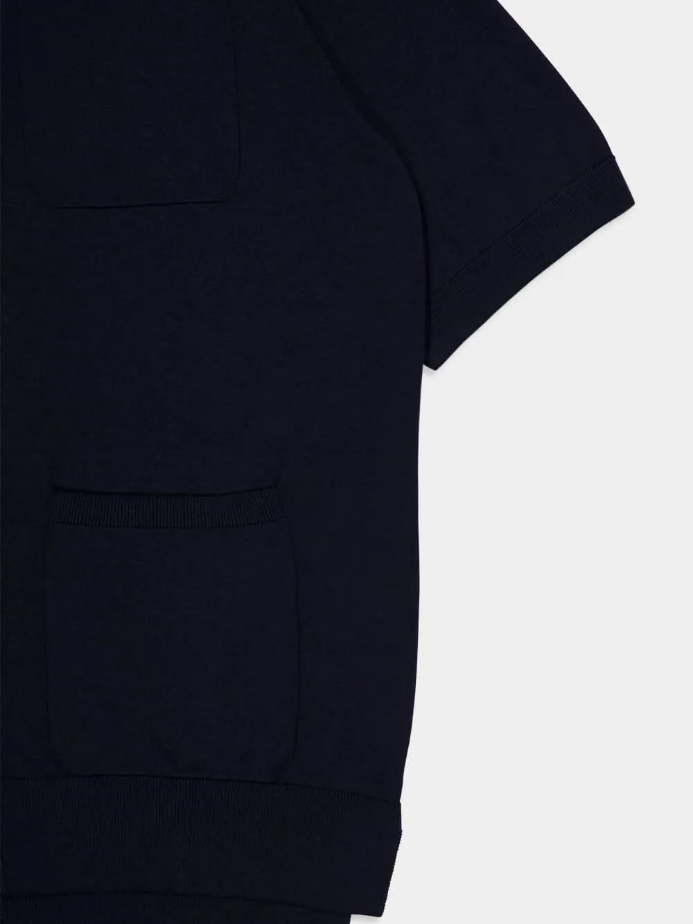 Navy Blue Short-Sleeve Button-Up Shirt sold by Fashion Clinic product image thumbnail 4