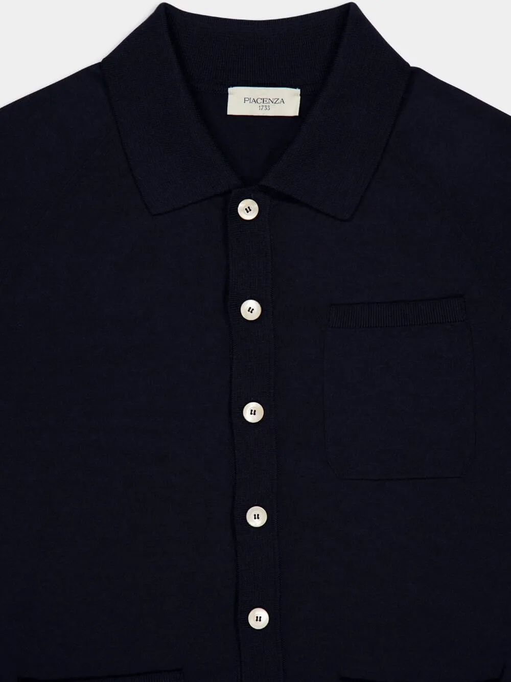 Navy Blue Short-Sleeve Button-Up Shirt sold by Fashion Clinic product image thumbnail 3