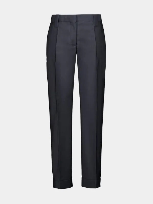 Grey Wool-Mohair Straight Formal Trousers made by Versace