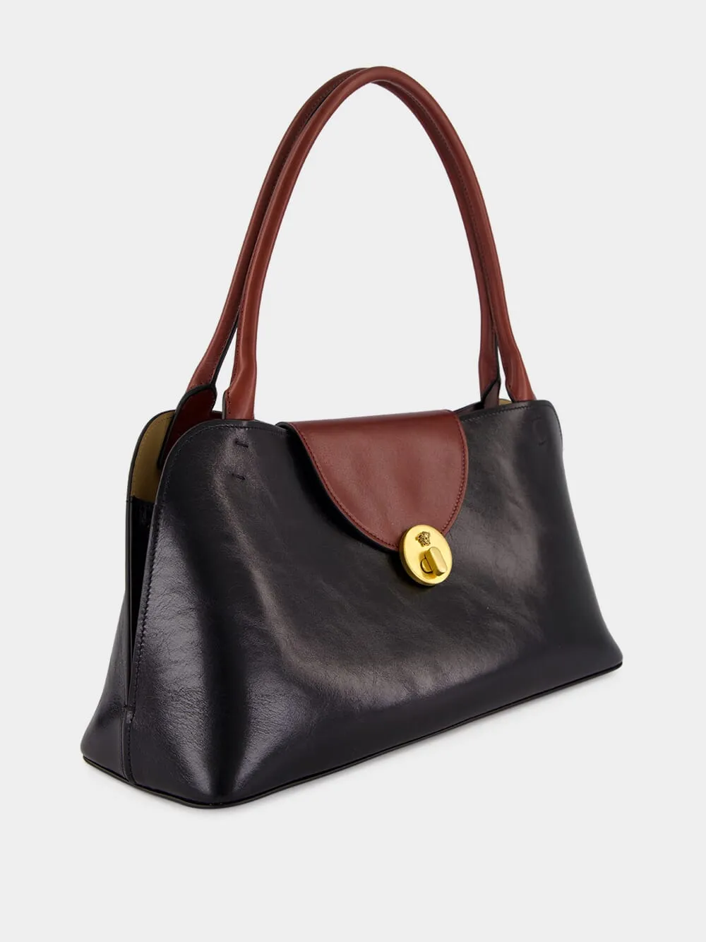 Brown and Black Leather East/West Shoulder Bag sold by Fashion Clinic product image thumbnail 3