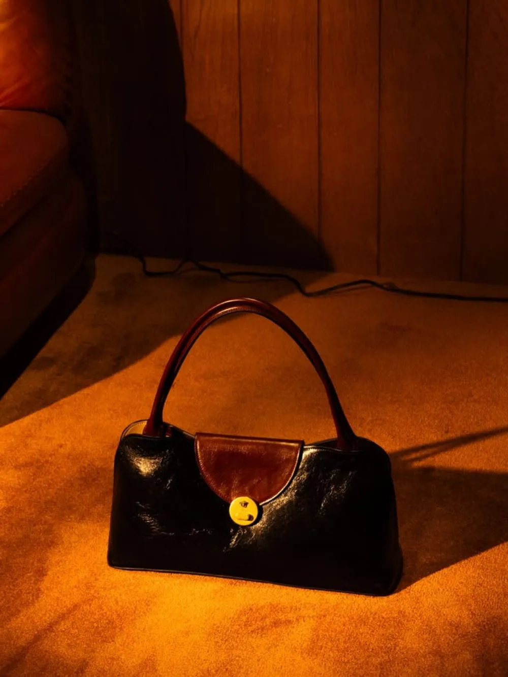 Brown and Black Leather East/West Shoulder Bag sold by Fashion Clinic product image thumbnail 2
