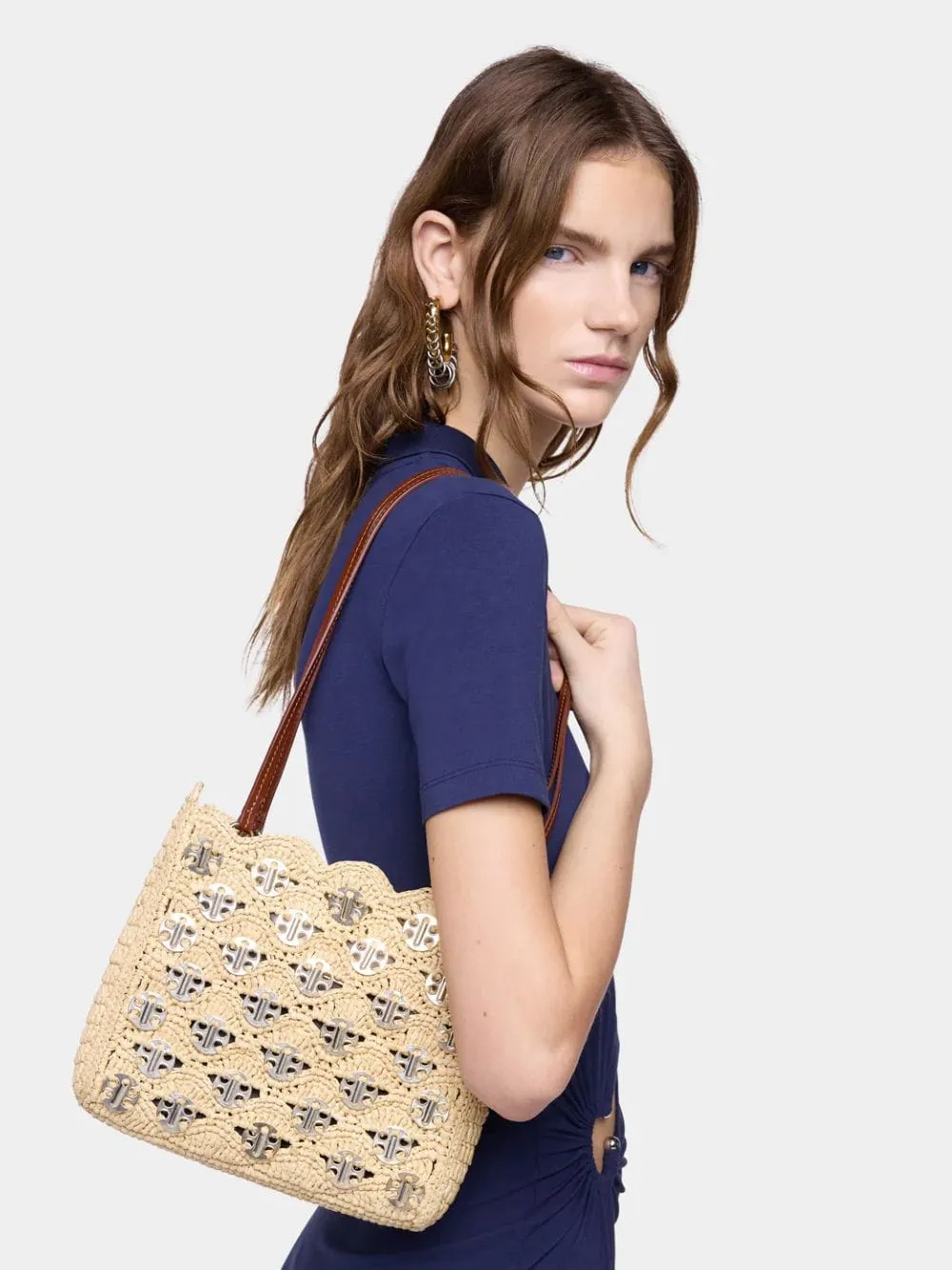 Natural Raffia 1969 Metal Disc Tote Bag sold by Fashion Clinic product image thumbnail 2