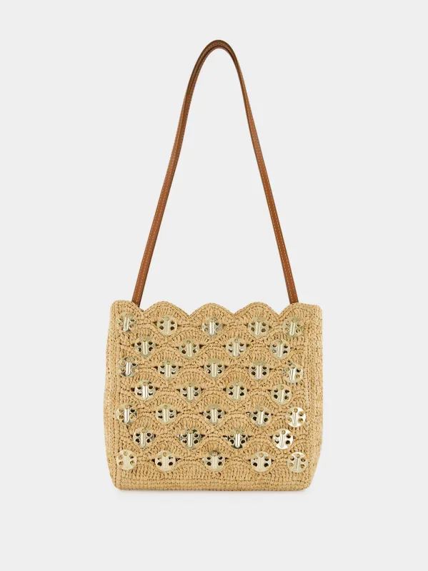 Natural Raffia 1969 Metal Disc Tote Bag made by Rabanne