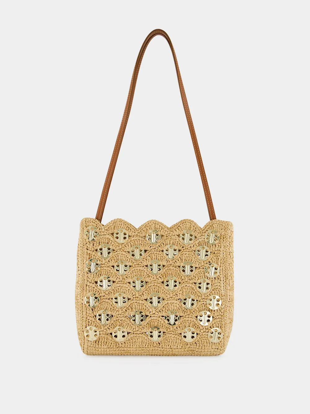 Natural Raffia 1969 Metal Disc Tote Bag sold by Fashion Clinic