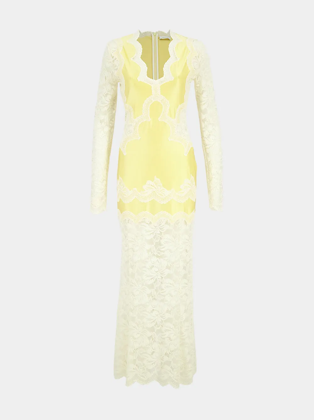 Yellow Lace and Jersey Maxi Dress sold by Fashion Clinic