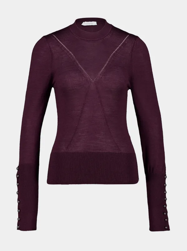 Purple Magenta Wool and Silk Knit Sweater made by Rabanne