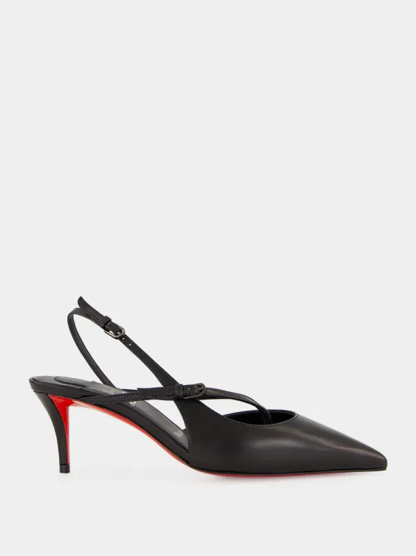 Black Twistissimo Kid Leather Slingback Pumps made by Christian Louboutin