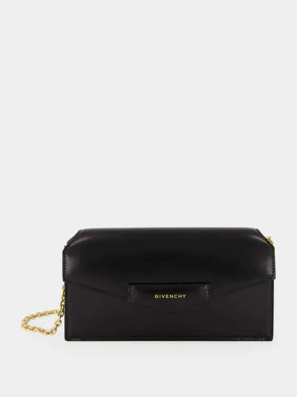 Black Antigona Box Leather Wallet on Chain made by Givenchy