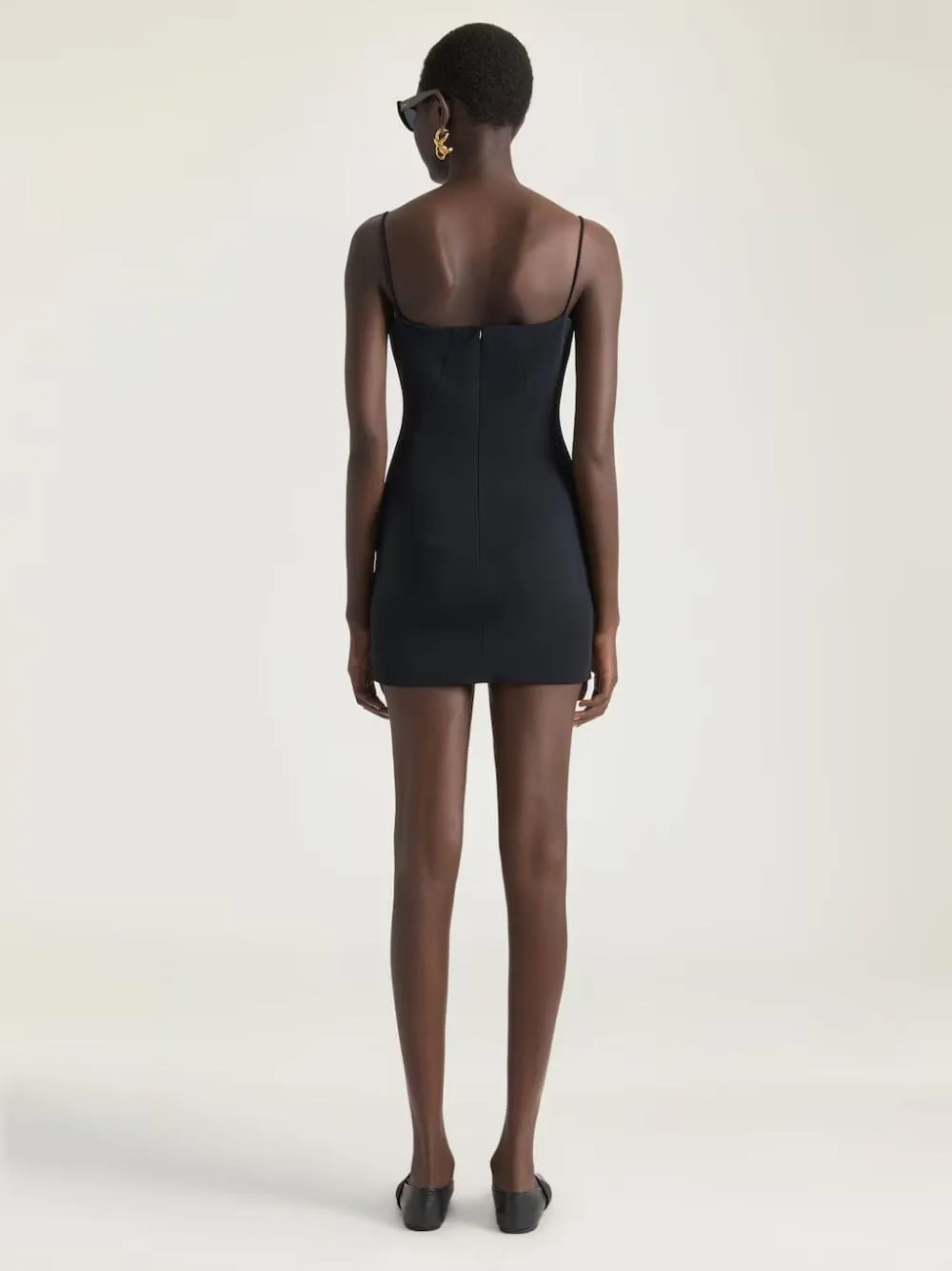 Black Sliced Crepe Cady Mini Dress sold by Fashion Clinic product image thumbnail 3