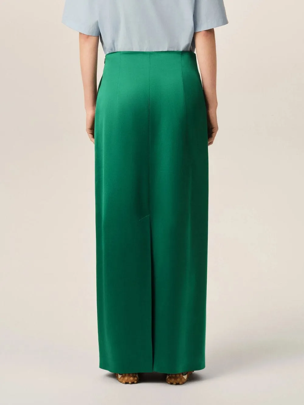 Bottle Green Straight Wool Blend Maxi Skirt sold by Fashion Clinic product image thumbnail 4