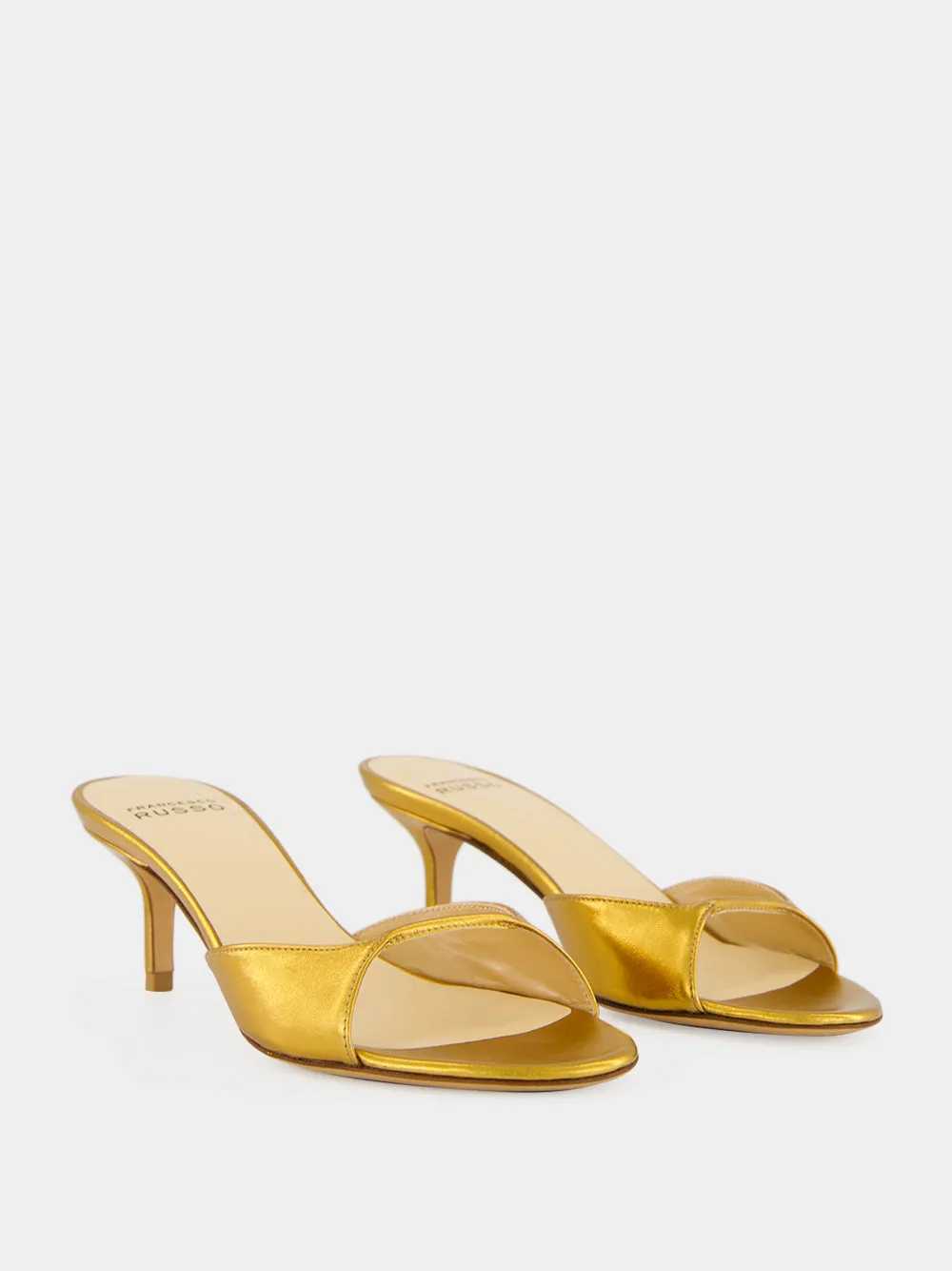 Old Gold Laminated Nappa Leather Mules sold by Fashion Clinic product image thumbnail 3