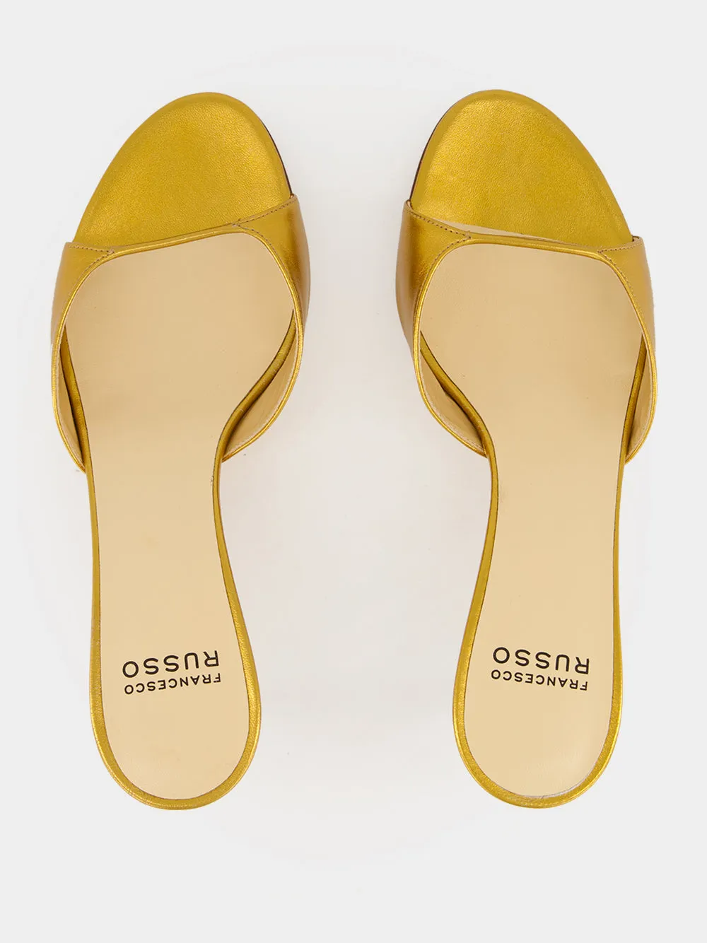 Old Gold Laminated Nappa Leather Mules sold by Fashion Clinic product image thumbnail 4
