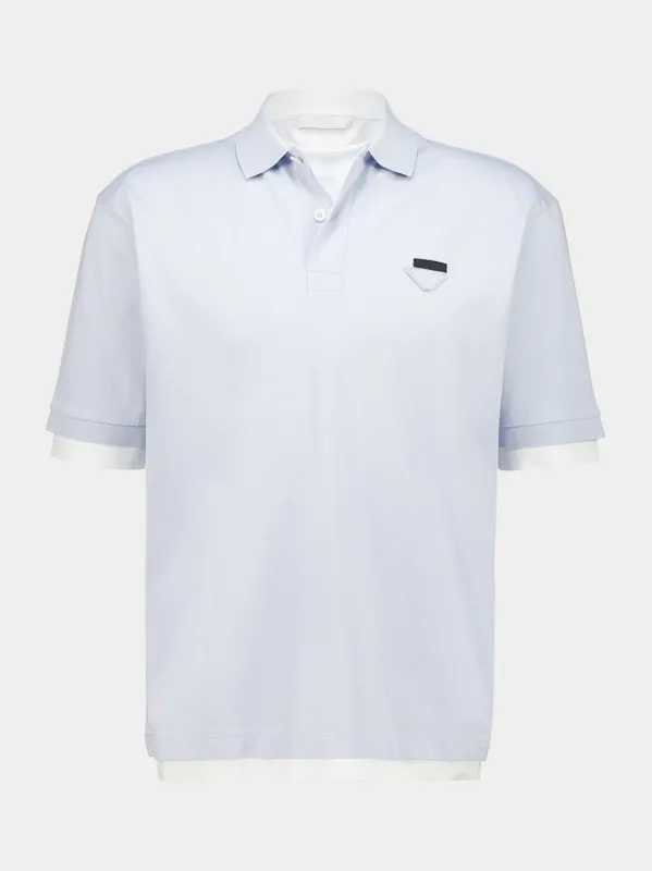 Astro and White Layered Cotton Polo Shirt made by Prada