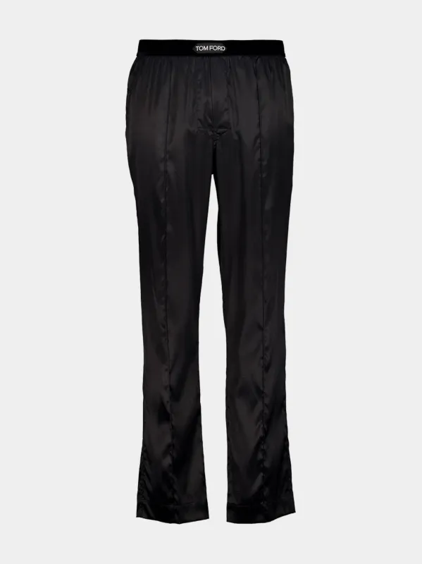 Black Satin Straight-Leg Trousers made by Tom Ford
