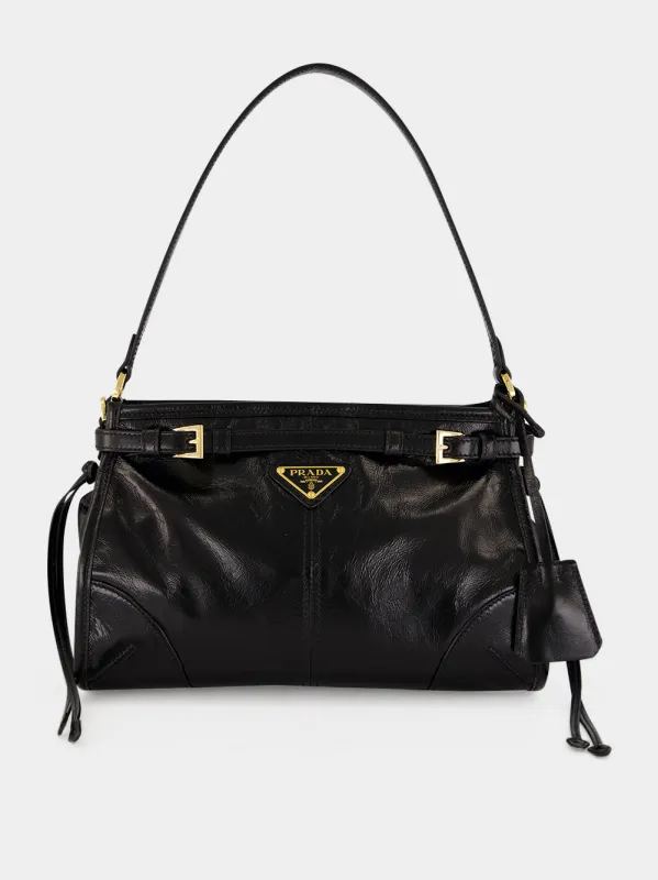 Black Bonnie Small Leather Handbag made by Prada