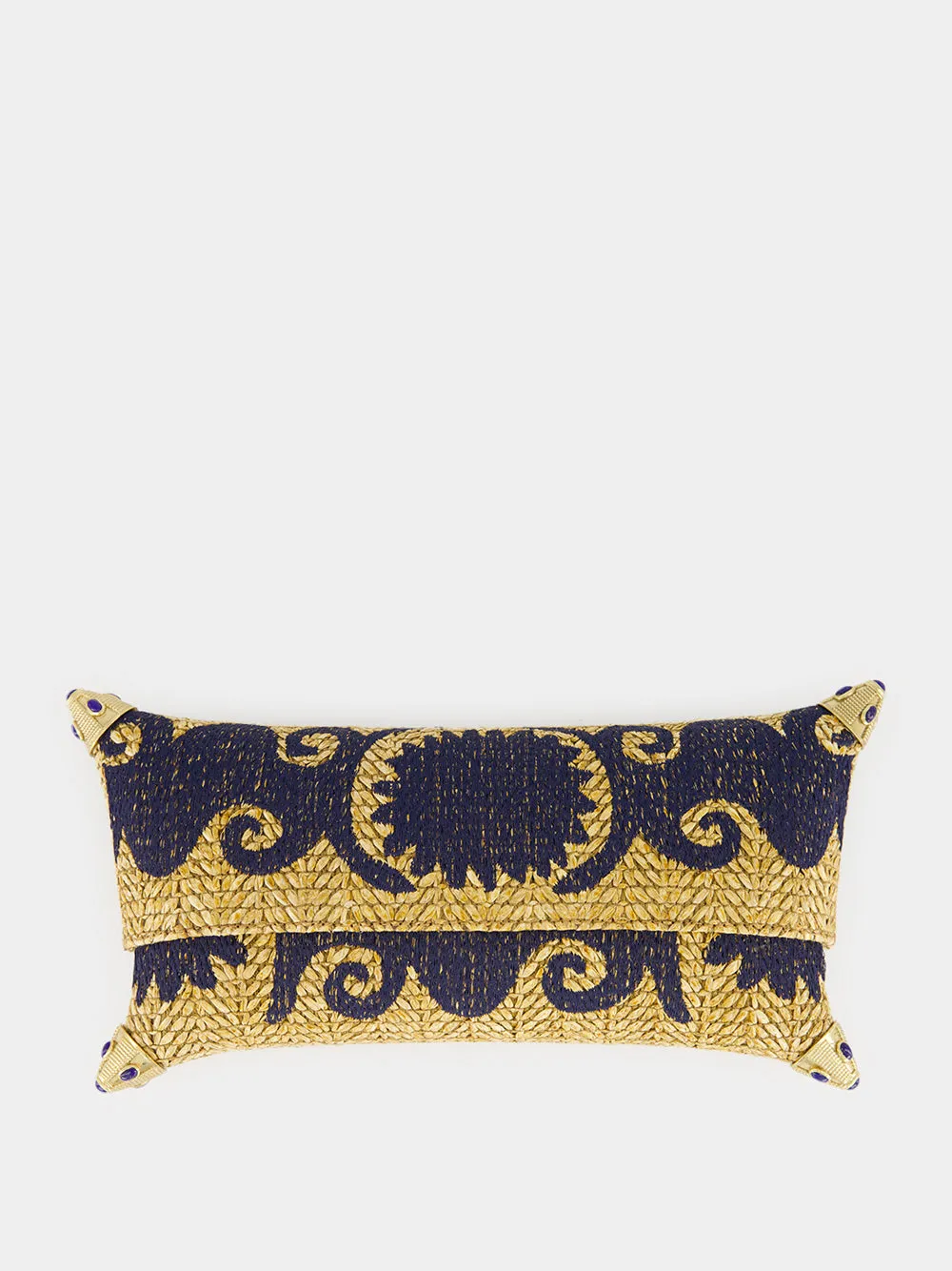 Felicity Navy Blue Embroidered Straw Clutch sold by Fashion Clinic product image thumbnail 2