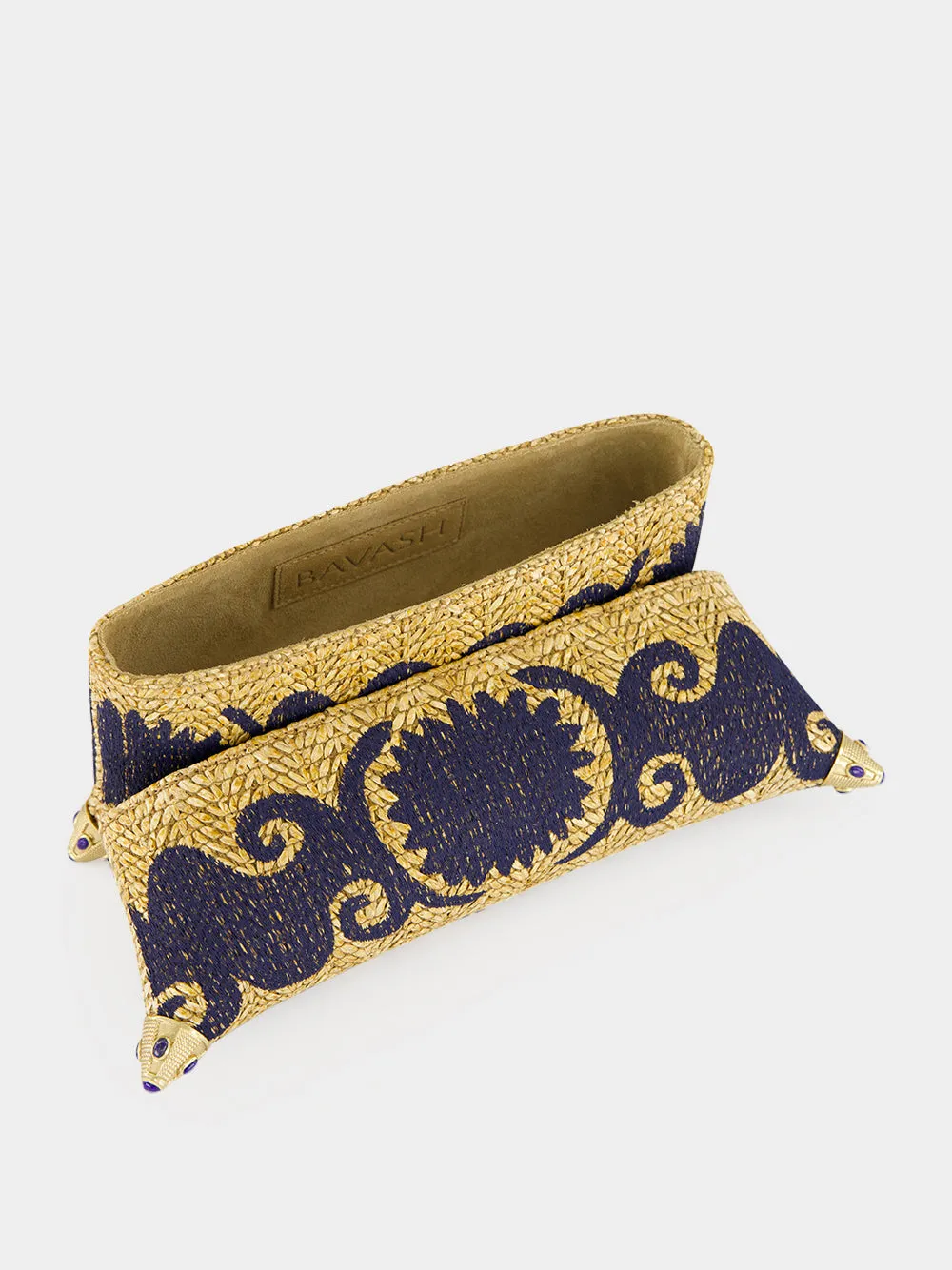 Felicity Navy Blue Embroidered Straw Clutch sold by Fashion Clinic product image thumbnail 3