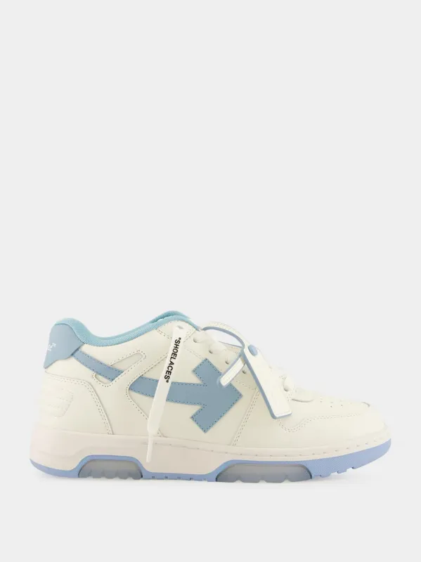 White and Light Blue Out of Office Sneakers made by Fashion Clinic