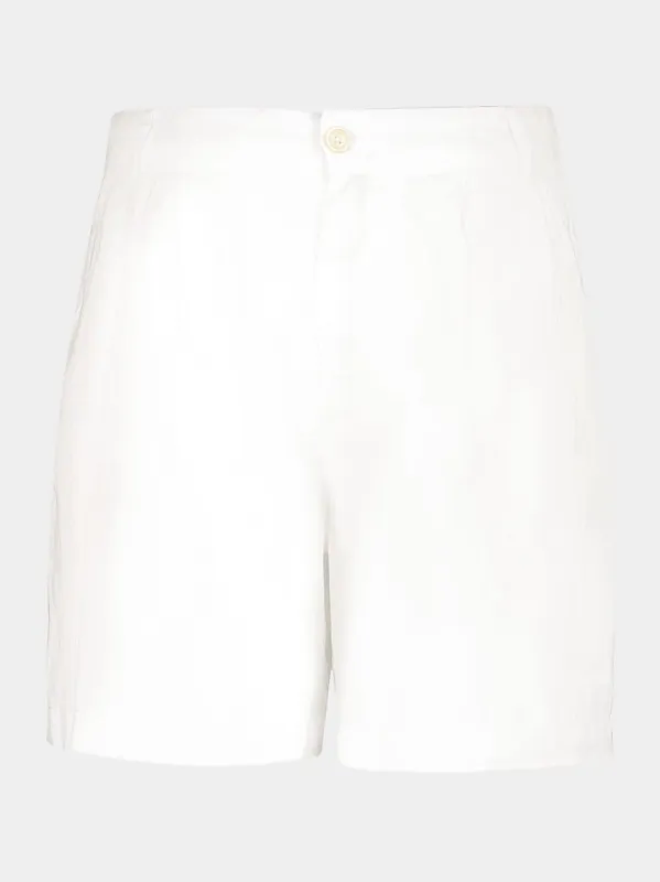 White Linen Casual Bermuda Shorts made by Fashion Clinic
