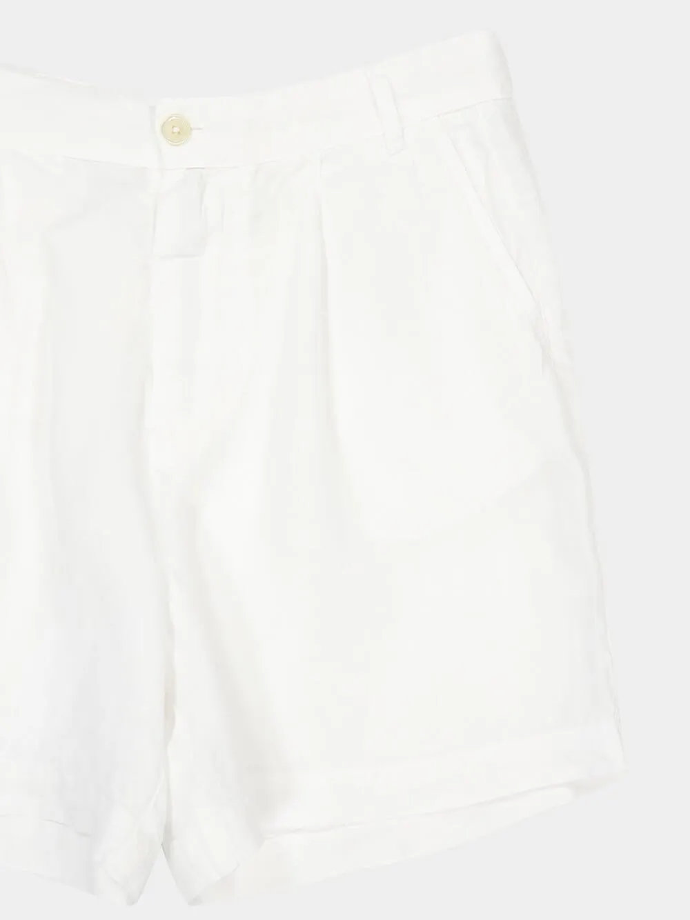 White Linen Casual Bermuda Shorts sold by Fashion Clinic product image thumbnail 4
