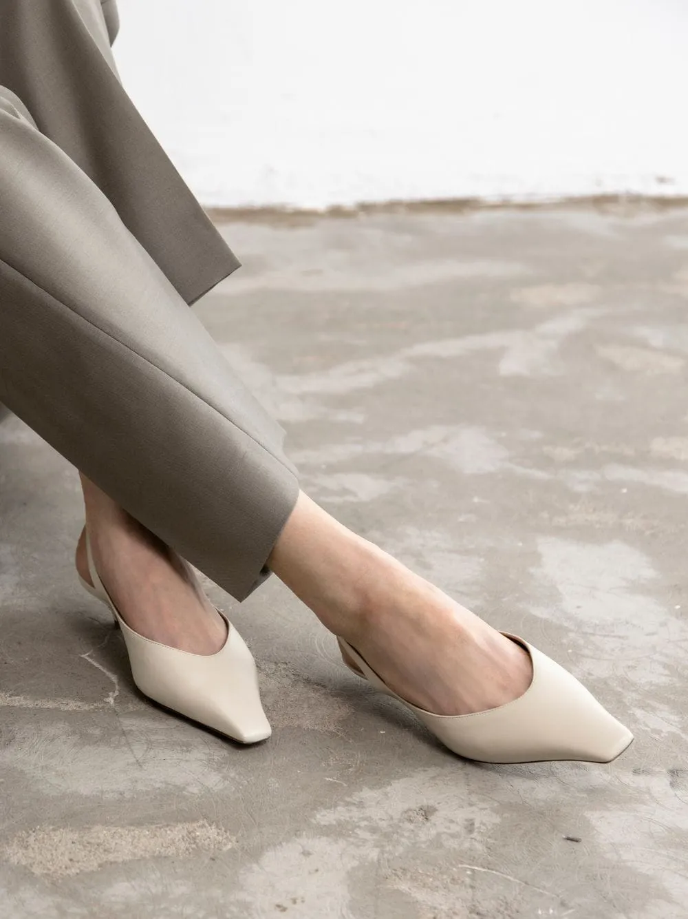 Almond Jamie Slingback Mid-Heel Pumps sold by Fashion Clinic