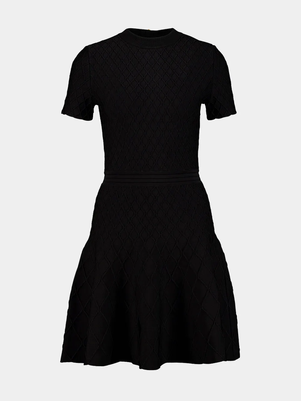 Black Quilted Knit Flared Mini Dress sold by Fashion Clinic product image thumbnail 2