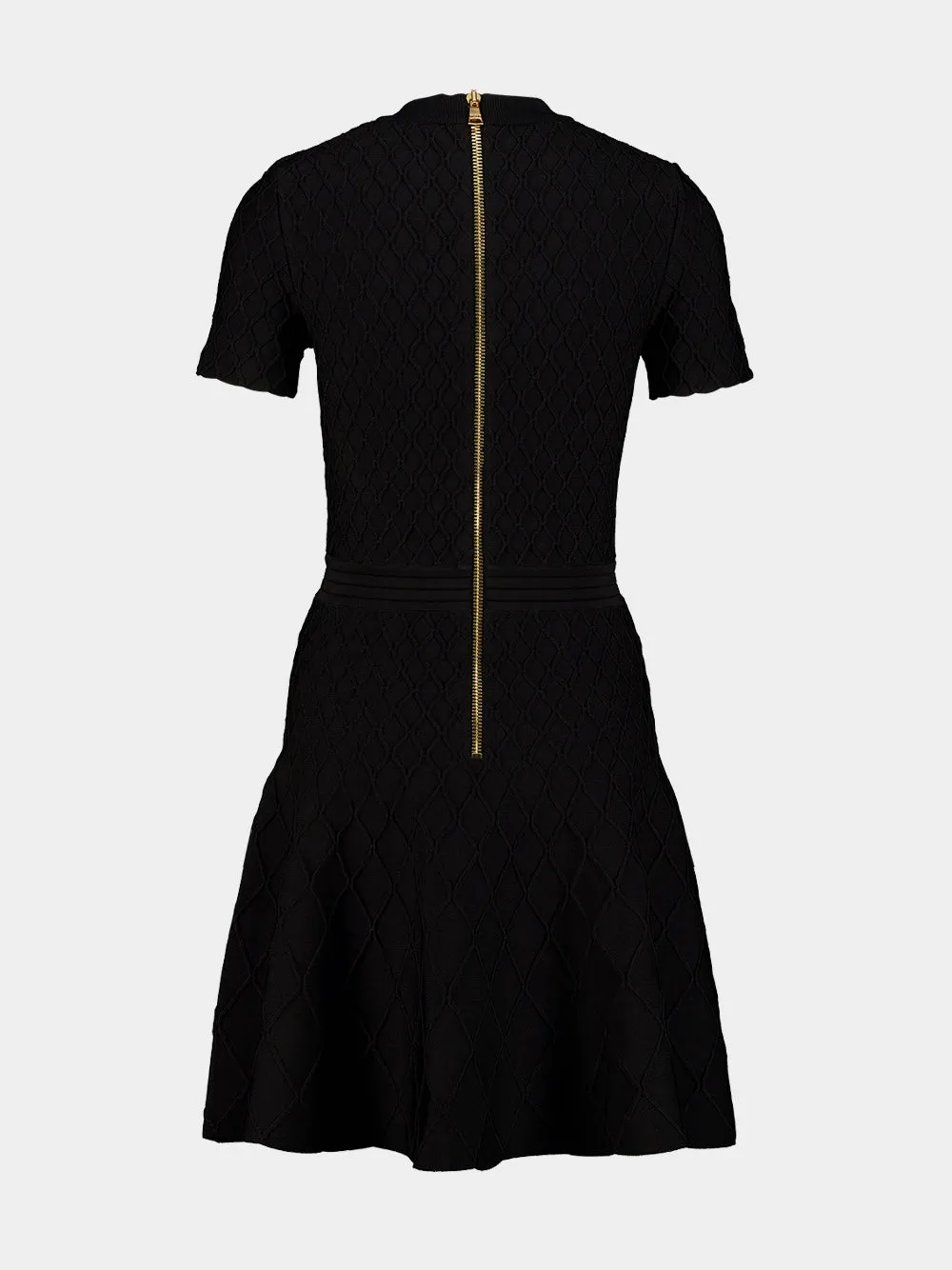 Black Quilted Knit Flared Mini Dress sold by Fashion Clinic product image thumbnail 4