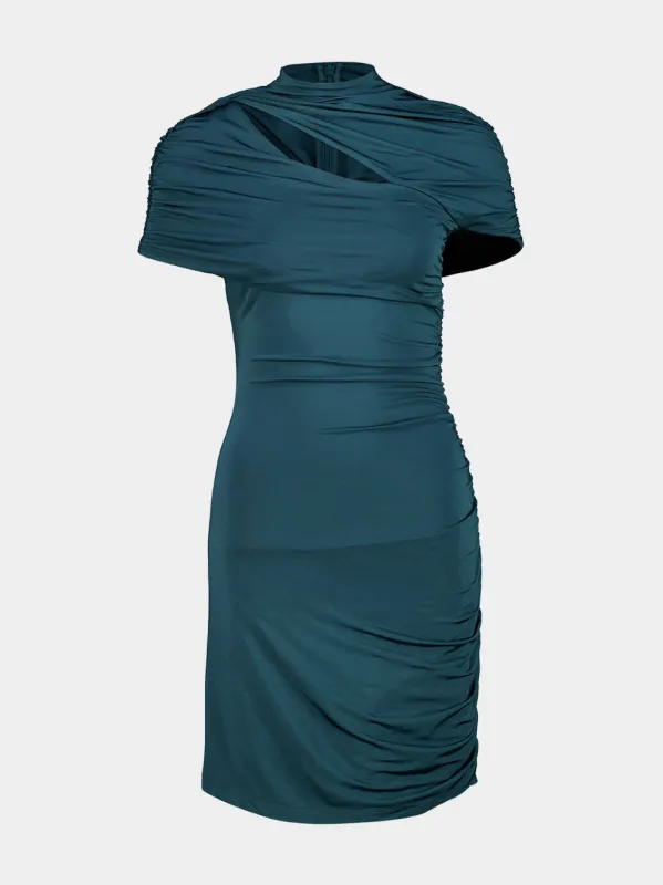 Emerald Green Draped Jersey Bodycon Dress made by Balmain