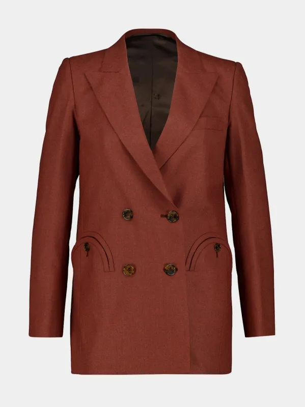 Rust Patea Everyday Double-Breasted Wool Blazer made by Blaze Milano