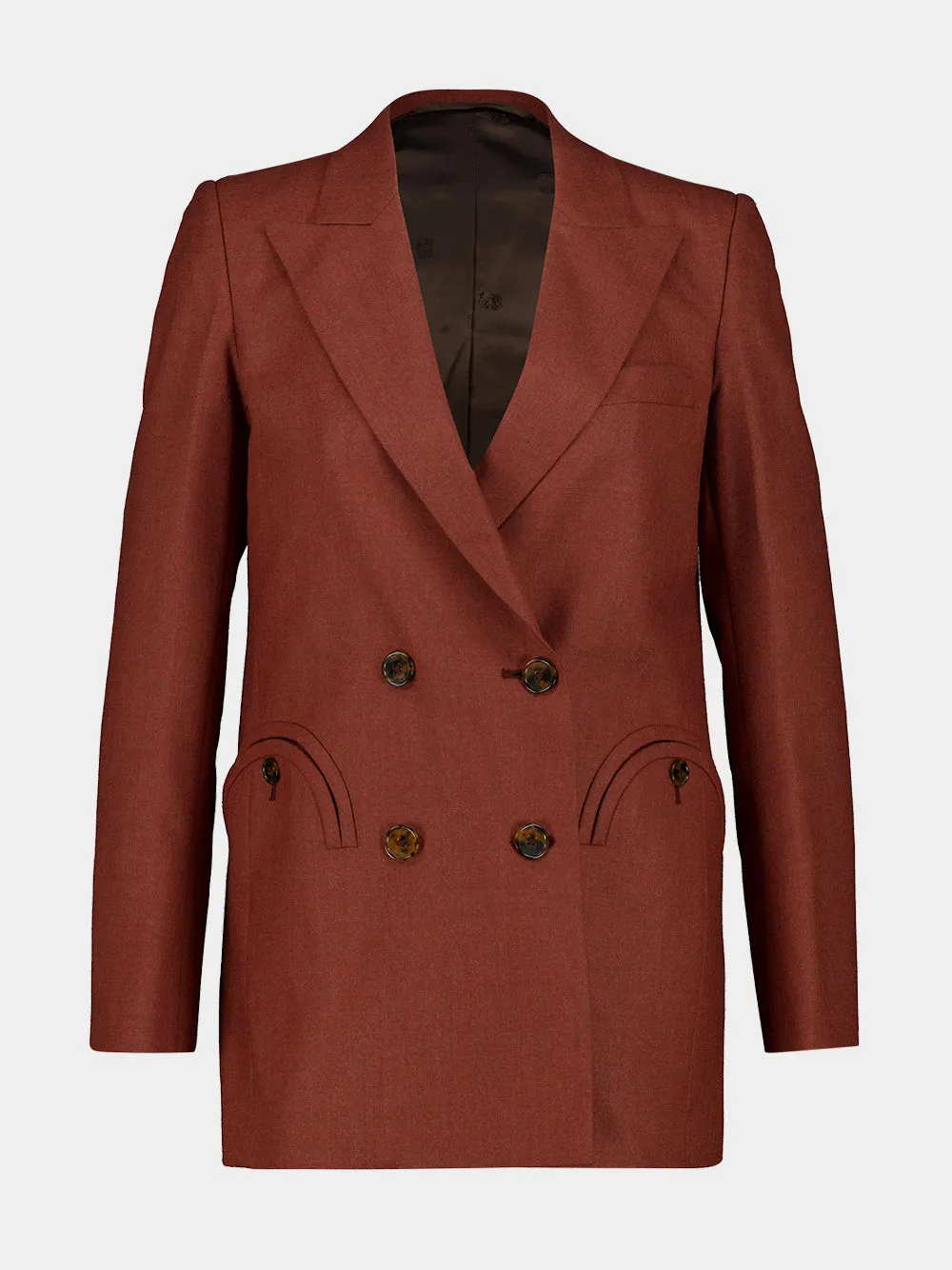 Rust Patea Everyday Double-Breasted Wool Blazer sold by Fashion Clinic