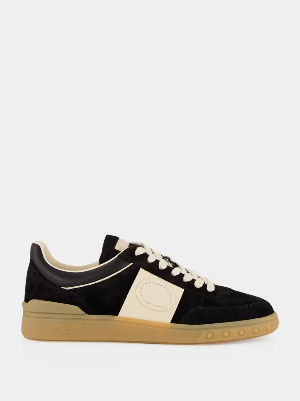 Black Upvillage Low Top Split Leather Trainers made by Valentino Garavani
