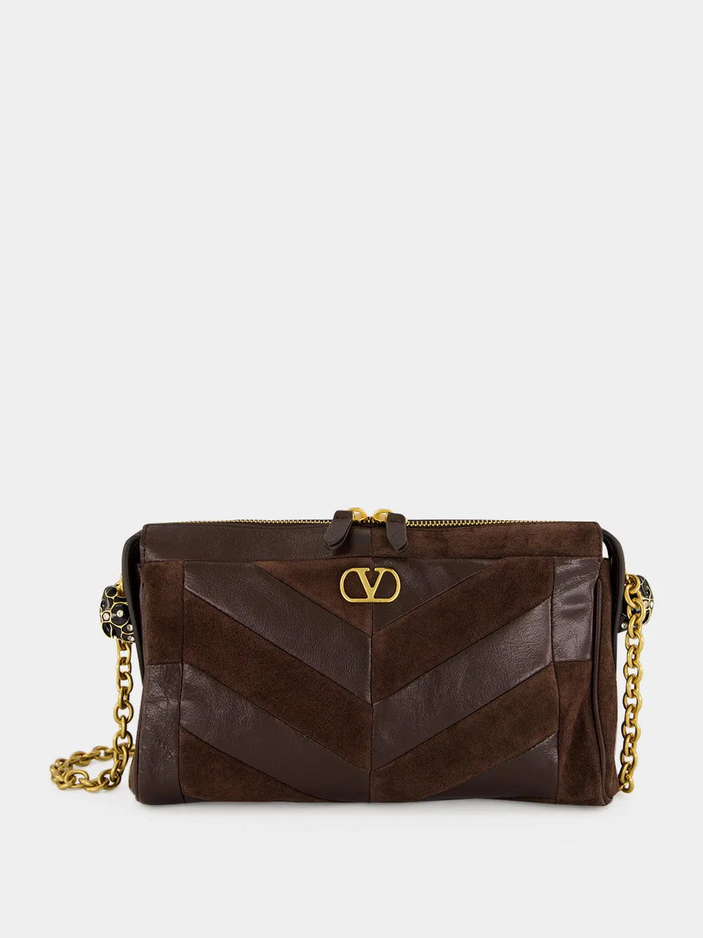 Ebony Panthea Small Leather Chevron Shoulder Bag sold by Fashion Clinic product image thumbnail 2