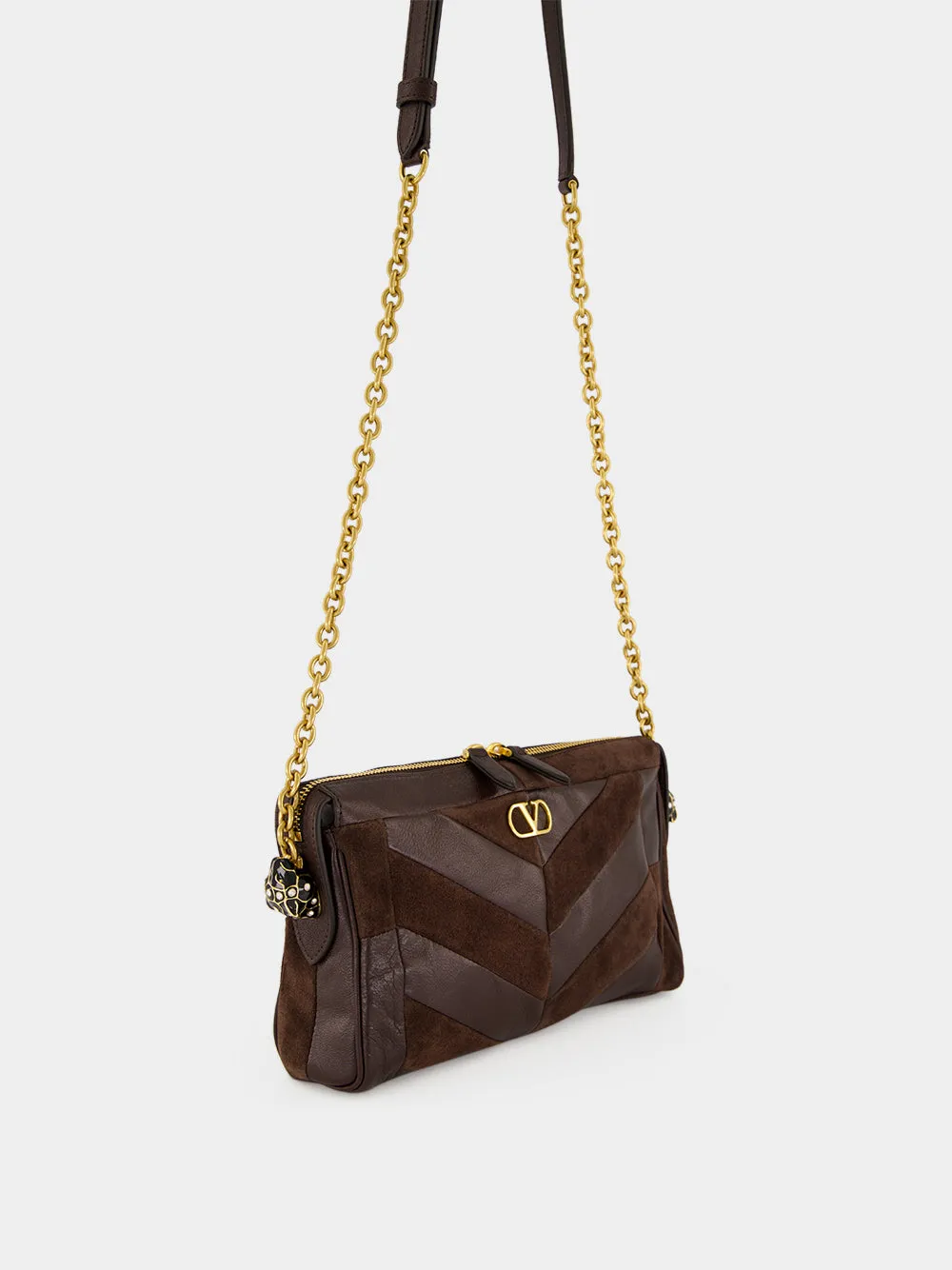 Ebony Panthea Small Leather Chevron Shoulder Bag sold by Fashion Clinic product image thumbnail 5